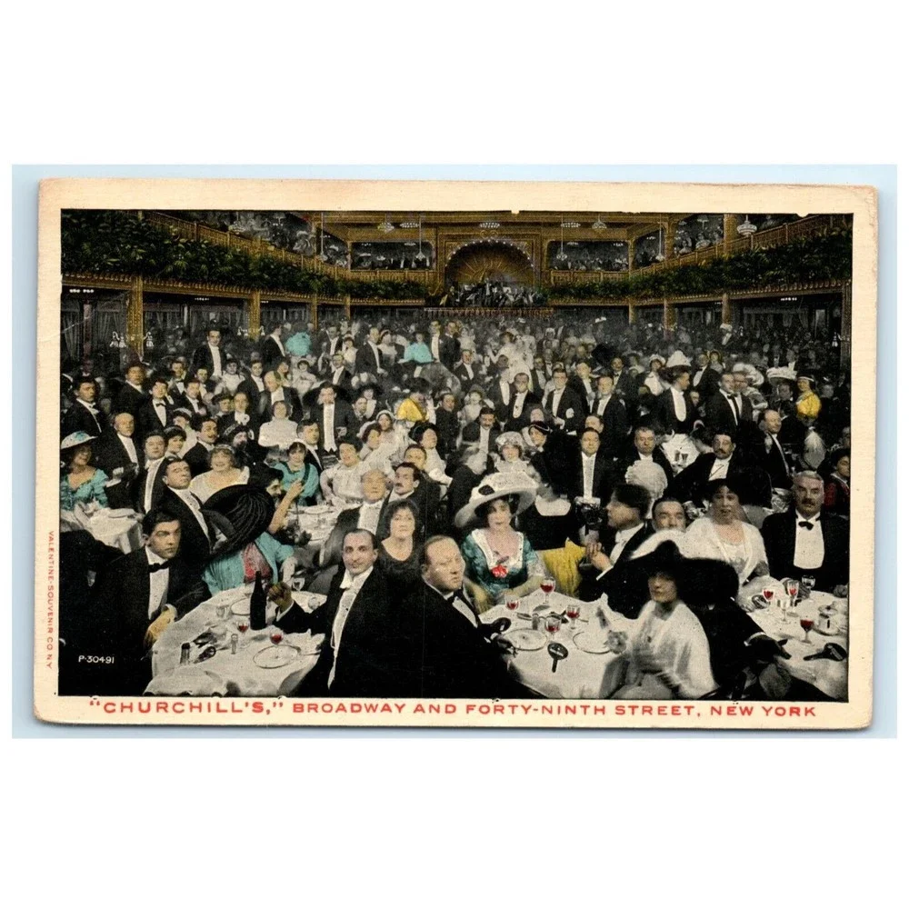 VTG Postcard Churchills Tavern Broadway & 49th St‎ New York City NY Posted 1914